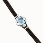 Leather bracelet with blue oval faceted crystal
